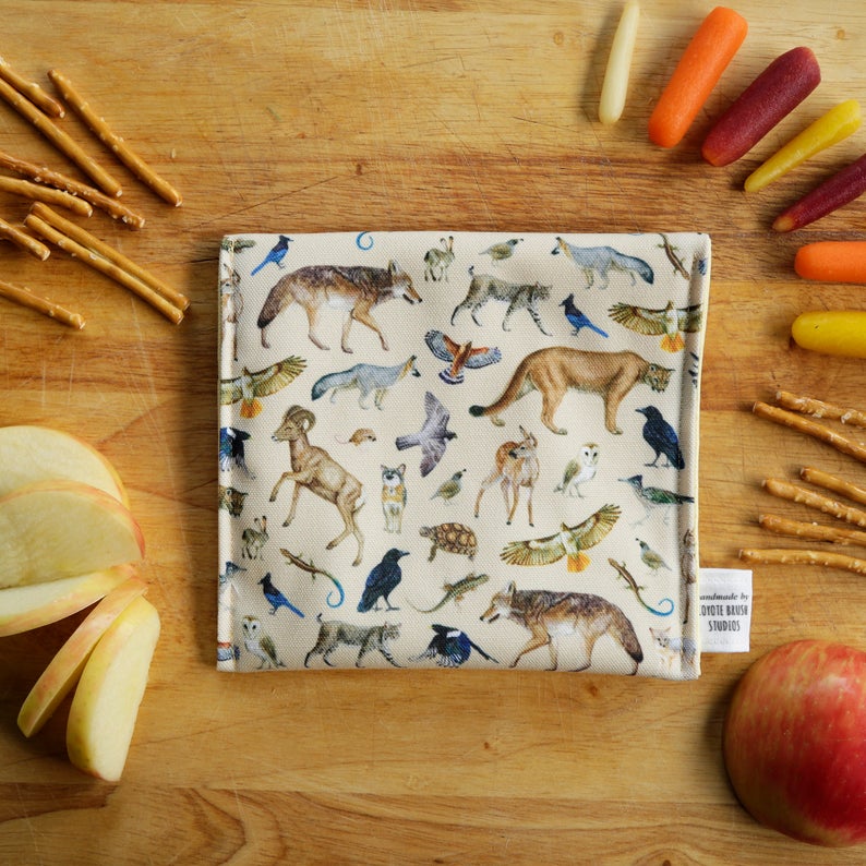 California Wildlife Reusable Snack Sandwich Bag - Zero Waste - Food Storage Bag