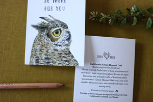 Native California great horned owl watercolor greeting card