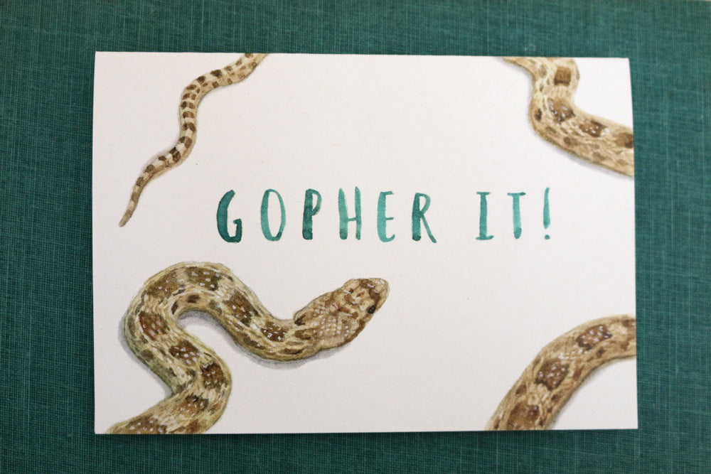Native California gopher snake watercolor greeting card