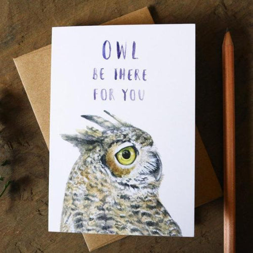 Load image 1 in gallery view. Native California great horned owl watercolor greeting card
