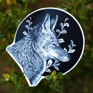 Coyote Sticker Set: Two Circular Vinyl Stickers