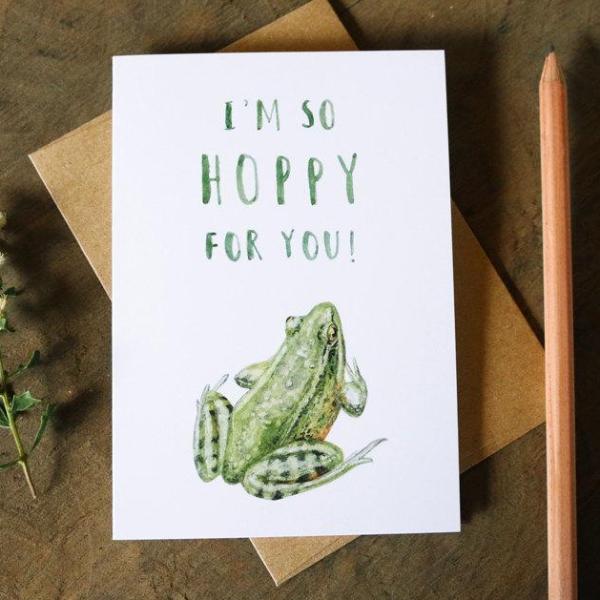 Native California red legged frog watercolor greeting card