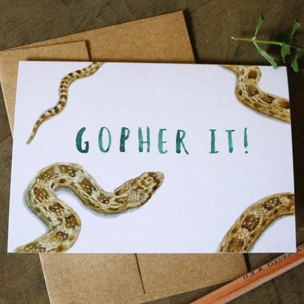 Native California gopher snake watercolor greeting card