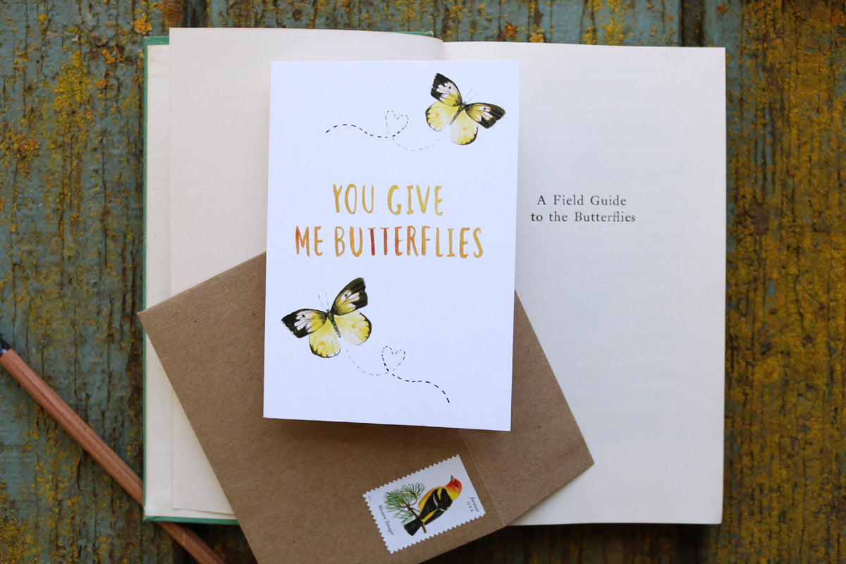 Native California dogface butterfly watercolor love card