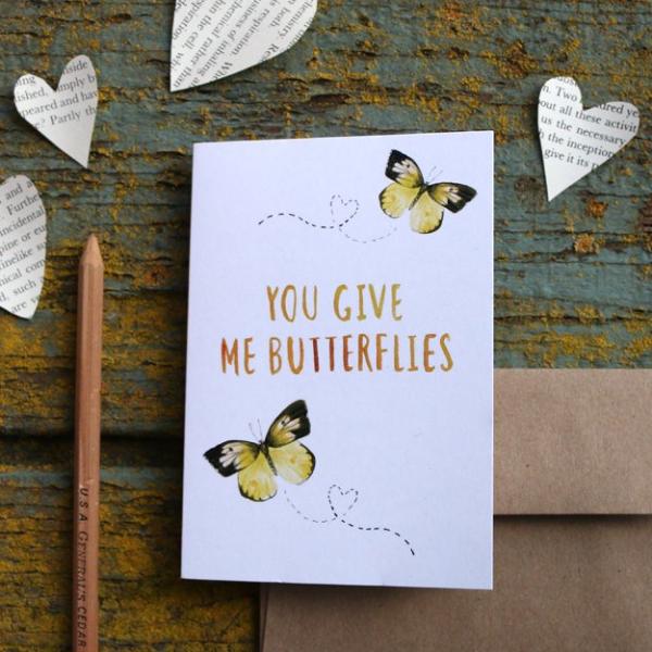 Native California dogface butterfly watercolor love card