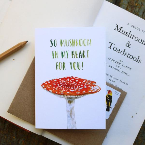 Native California amanita muscaria watercolor love card