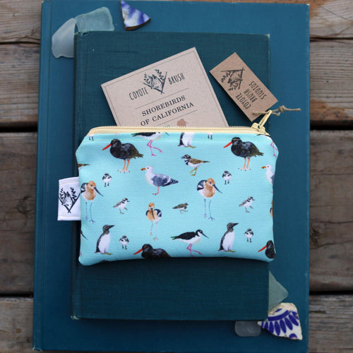 Load image 1 in gallery view. Small Blue Shorebirds and Friends Zipper Pouch - Coin Size Organizer Bag