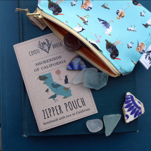 Load image 1 in gallery view. Small Blue Shorebirds and Friends Zipper Pouch - Coin Size Organizer Bag