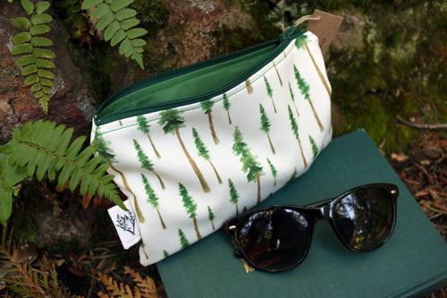 Load image 1 in gallery view. Medium Redwood Forest Zipper Pouch - Travel Organizer Bag, Flat Purse