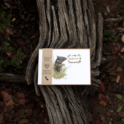 Load image 1 in gallery view. Native California Sonoma chipmunk watercolor thank you card