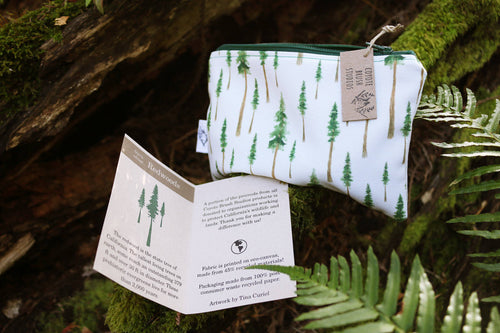 Load image 1 in gallery view. Medium Redwood Forest Zipper Pouch - Travel Organizer Bag, Flat Purse