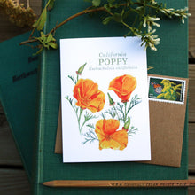 Native California poppy watercolor note card