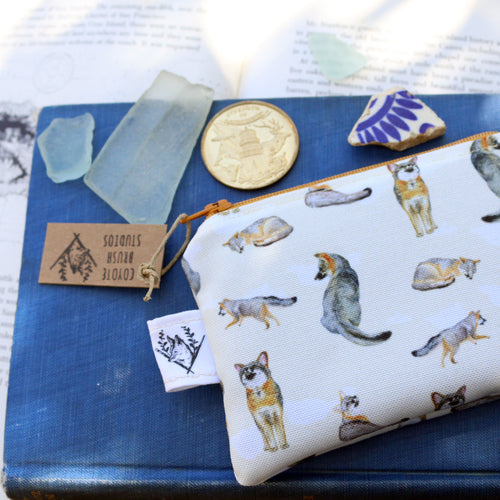 Load image 1 in gallery view. Small Island Fox Zipper Pouch - Coin Size Organizer Bag