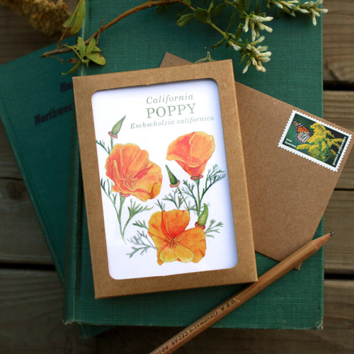 Load image 1 in gallery view. Native California wildflower watercolor note card set