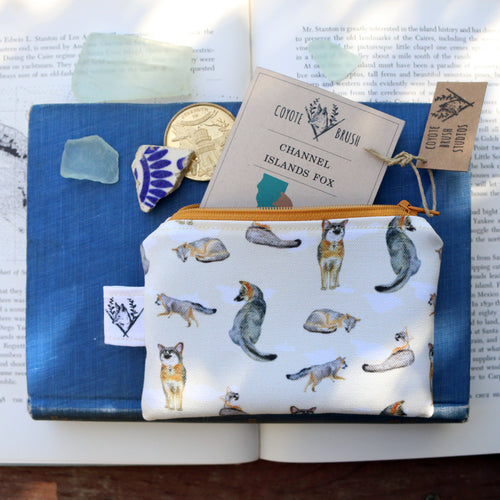 Load image 1 in gallery view. Small Island Fox Zipper Pouch - Coin Size Organizer Bag