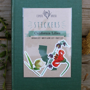 Lilies of California Stickers: Checker lily, Globe Lily, Coast Lily Vinyl Sticker Set