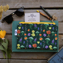 California Wildflowers Zipper Pouch, Watercolor Botanical Illustration, Travel Organizer Bag, Flat Purse, Pencil Zipper Pouch