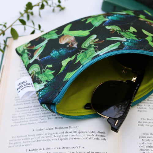 Load image 1 in gallery view. Medium Pipevine Swallowtail Zipper Pouch - Travel Organizer Bag, Flat Purse