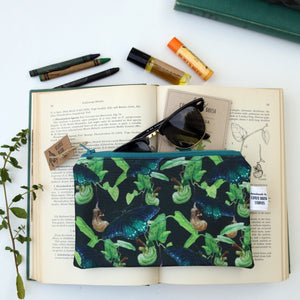 Pipevine Swallowtail Zipper Pouch Medium, Watercolor Botanical Illustration, Travel Organizer Bag, Flat Purse, Pencil Zipper Pouch