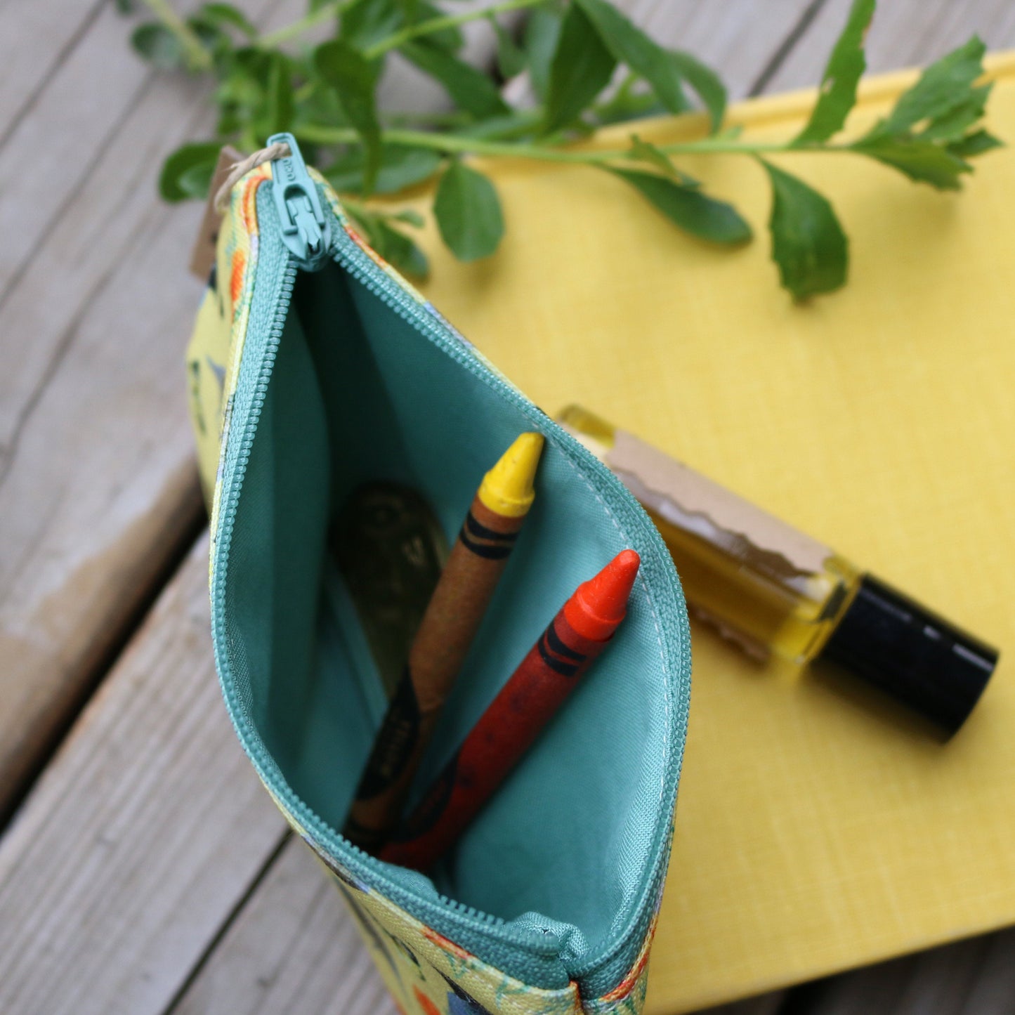 Small California Poppy & Quail Zipper Pouch - Coin Size Organizer Bag