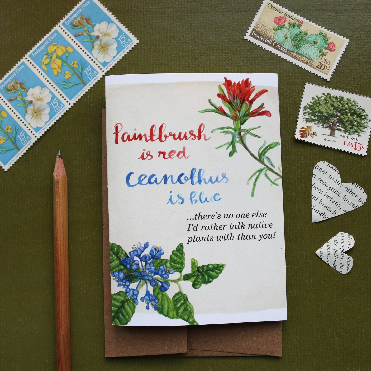 Native Plant Poem - Ceanothus and Woolly Paintbrush Greeting Card