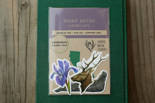 Load image 1 in gallery view. Point Reyes Vinyl Stickers: Douglas Iris, Elephant Seal, Tule Elk