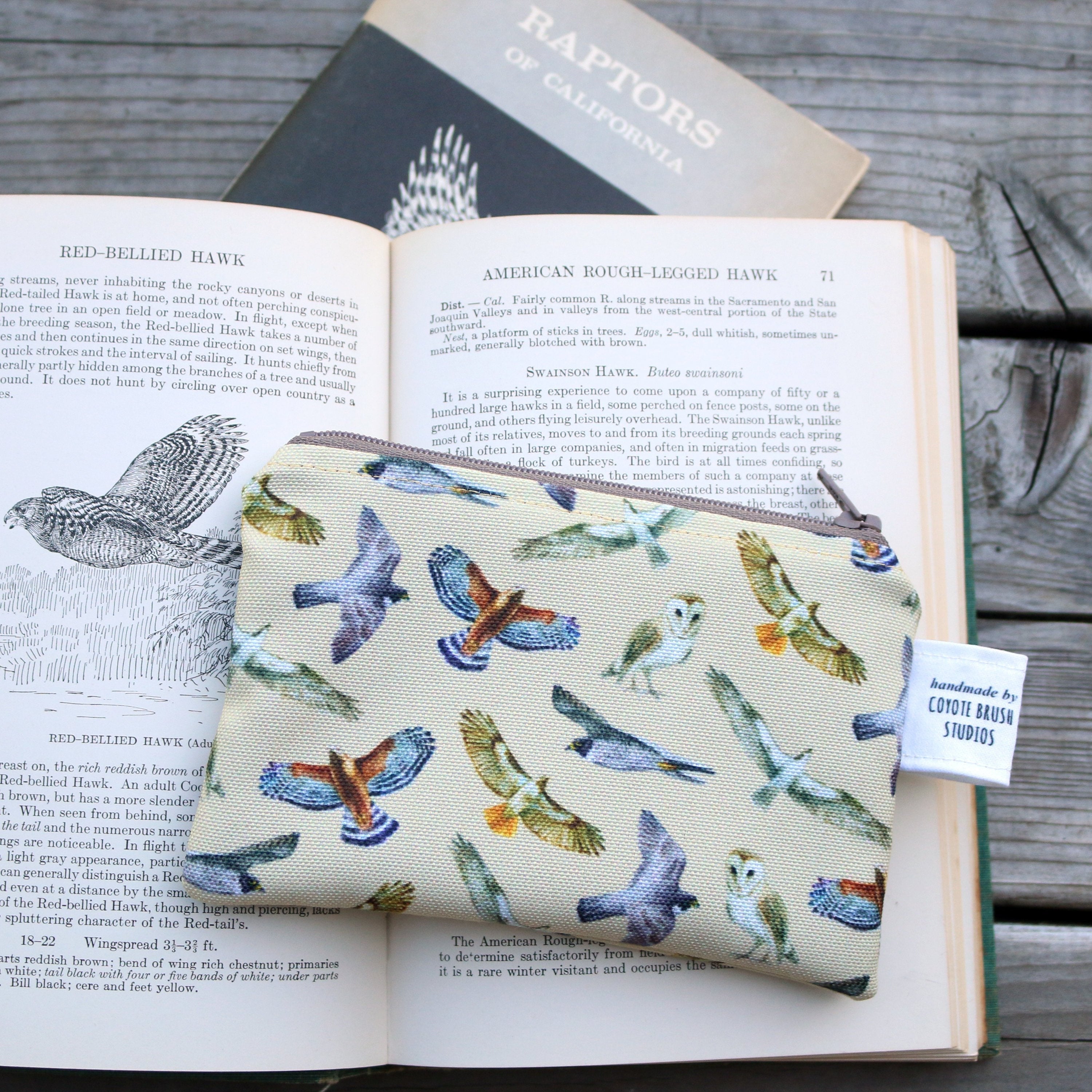 Small California Raptors Zipper Pouch - Coin Size Organizer Bag