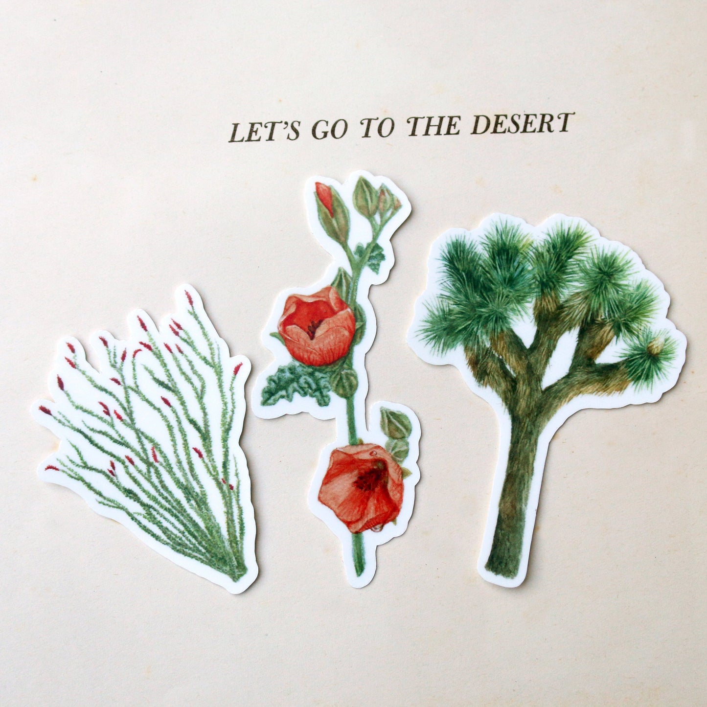 Joshua Tree Vinyl Stickers: Ocotillo, Desert Mallow, Joshua Tree