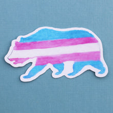 Pride Trans CA Pride Sticker Set: Two Vinyl Trans Flag Bear Stickers