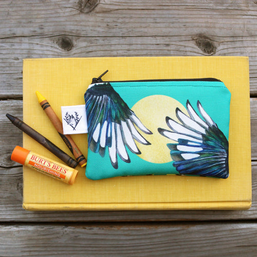 Load image 1 in gallery view. Small Yellow Billed Magpie Zipper Pouch - Coin Size Organizer Bag