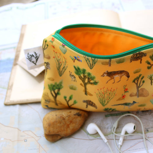 Load image 1 in gallery view. Medium California Desert Zipper Pouch - Travel Organizer Bag, Flat Purse