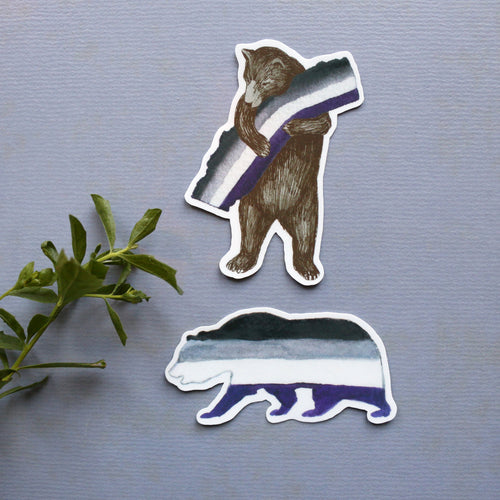Load image 1 in gallery view. Asexual CA Pride Vinyl Stickers: Ace Flag Bears