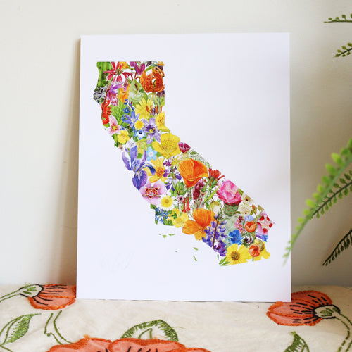 Load image 1 in gallery view. California Wildflowers watercolor painting art print native California 8x10