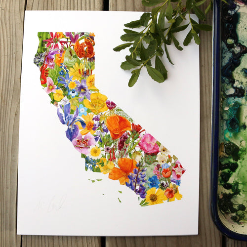 Load image 1 in gallery view. California Wildflowers watercolor painting art print native California 8x10