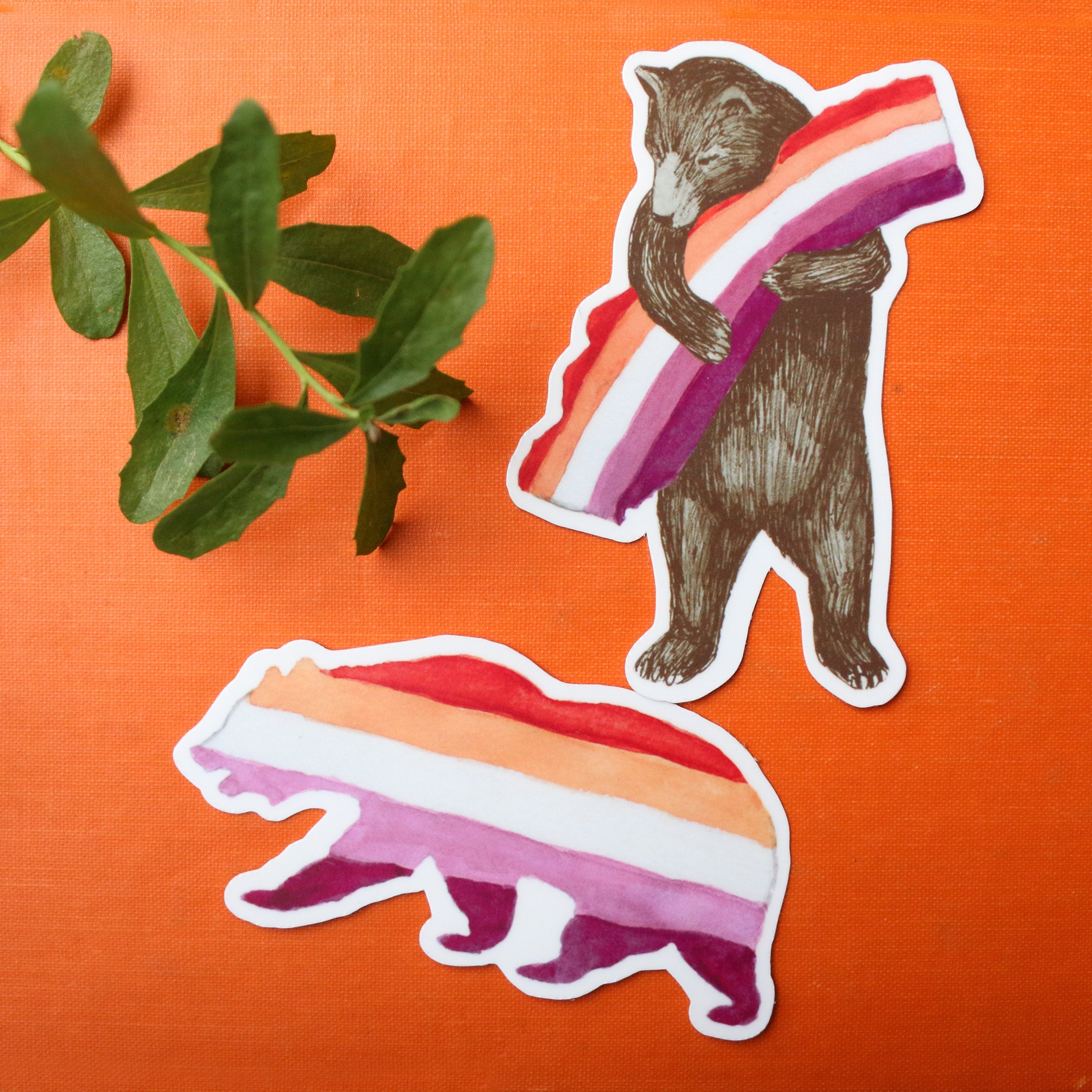 Lesbian CA Pride Vinyl Stickers: Lesbian Flag Bears