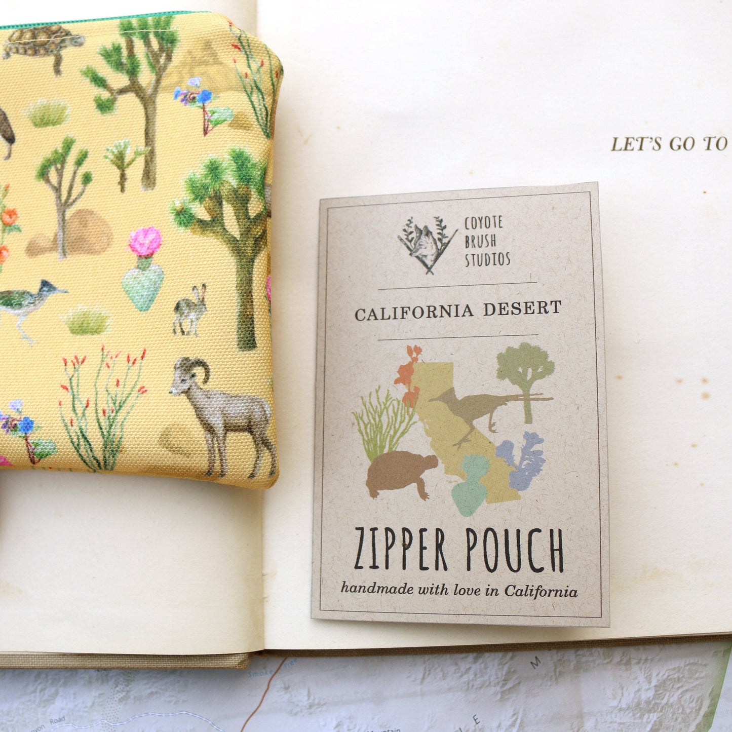 Medium California Desert Zipper Pouch - Travel Organizer Bag, Flat Purse