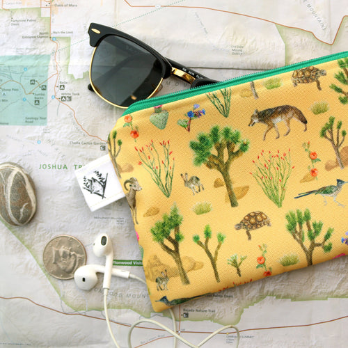 Load image 1 in gallery view. Medium California Desert Zipper Pouch - Travel Organizer Bag, Flat Purse