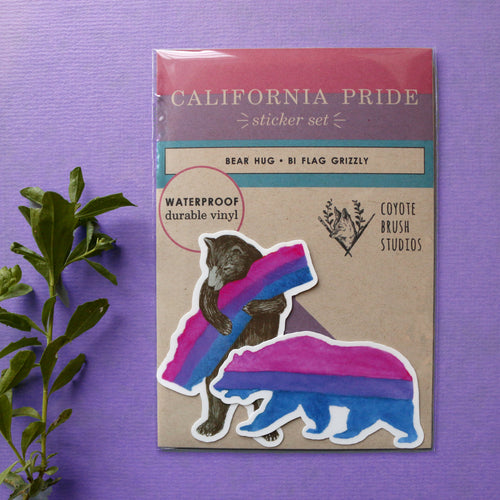 Load image 1 in gallery view. Bisexual CA Pride Vinyl Stickers: Bi Flag Bears