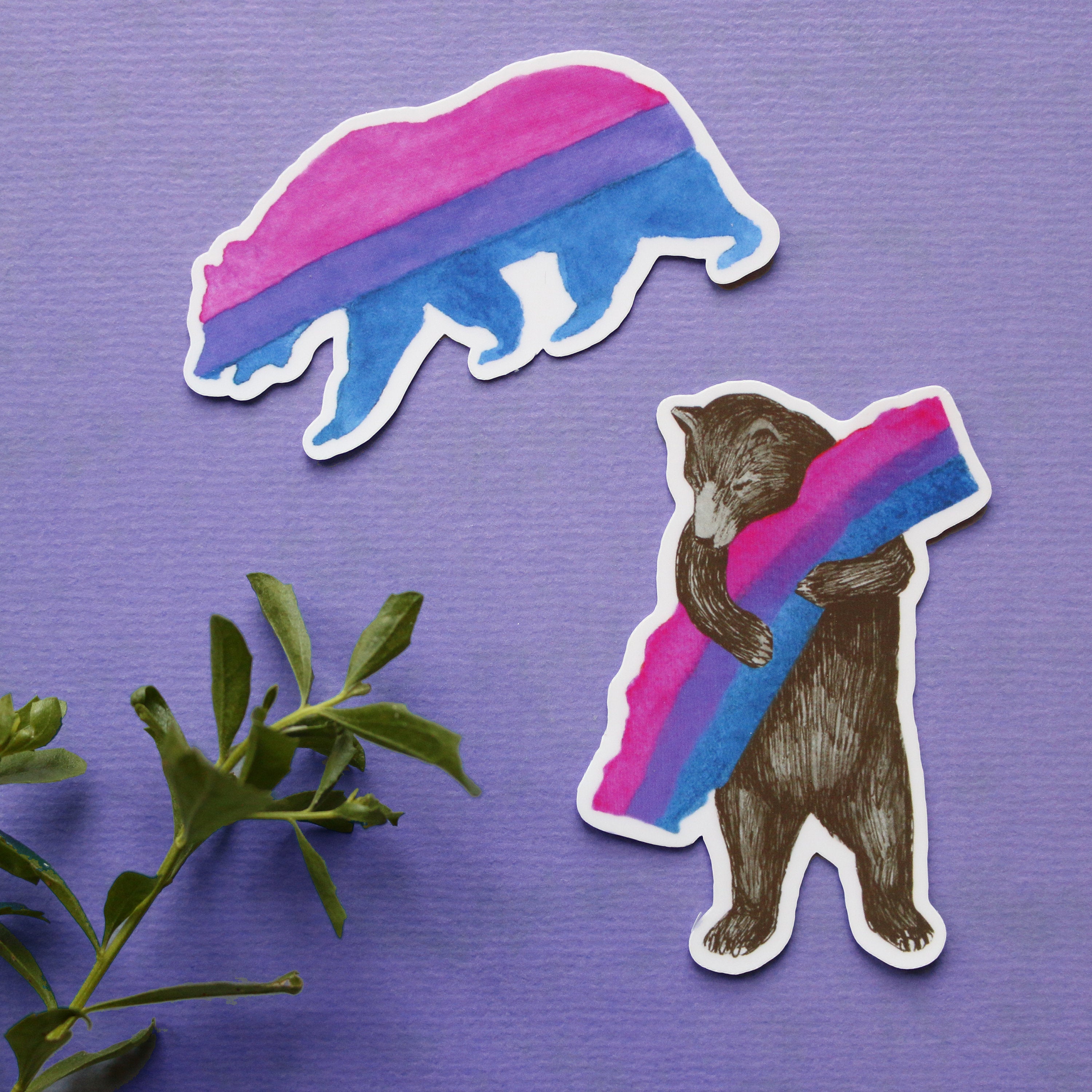 Bisexual CA Pride Vinyl Stickers: Bi Flag Bears