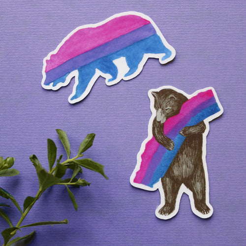 Load image 1 in gallery view. Bisexual CA Pride Vinyl Stickers: Bi Flag Bears