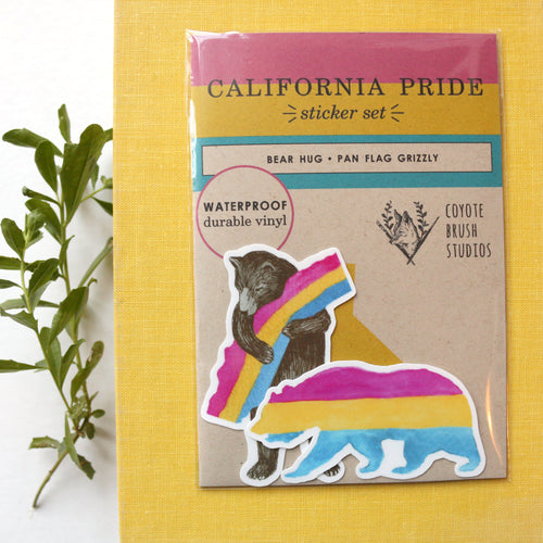 Load image 1 in gallery view. Pansexual CA Pride Vinyl Stickers: Pan Flag Bears