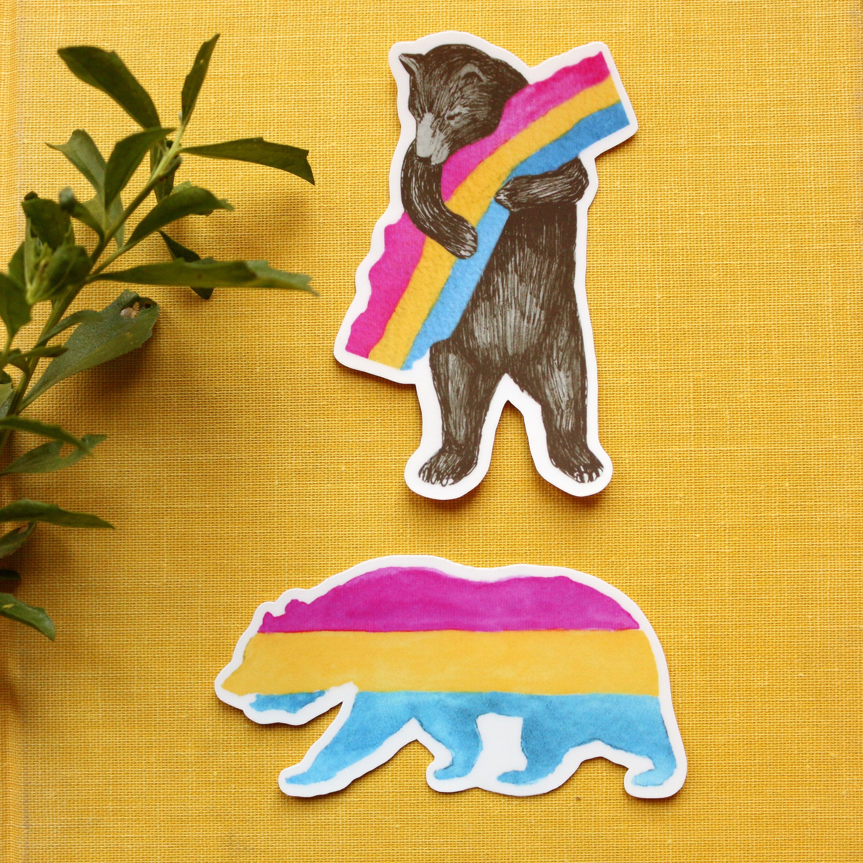 Pansexual CA Pride Vinyl Stickers: Pan Flag Bears