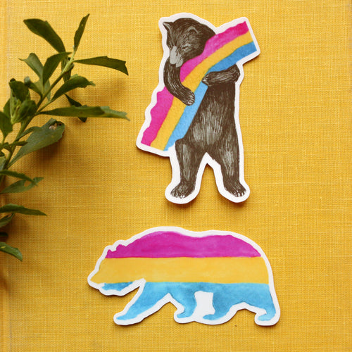 Load image 1 in gallery view. Pansexual CA Pride Vinyl Stickers: Pan Flag Bears