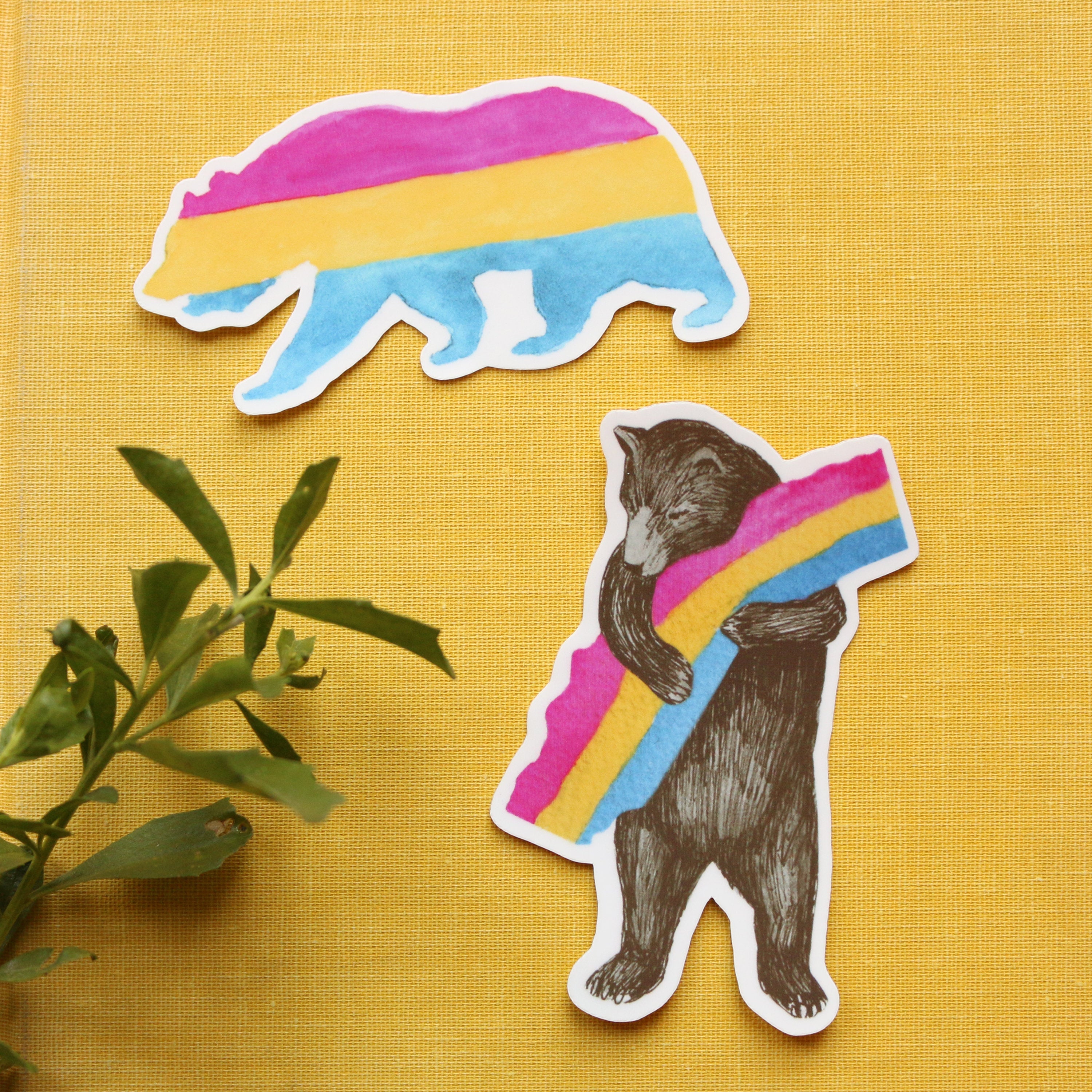Pansexual CA Pride Vinyl Stickers: Pan Flag Bears