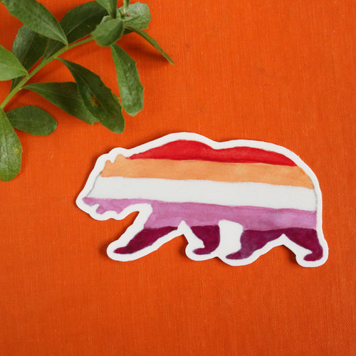 Load image 1 in gallery view. Lesbian CA Pride Vinyl Stickers: Lesbian Flag Bears