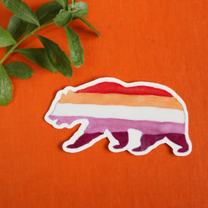 Pride Lesbian CA Pride Sticker Set: Two Sunset Lesbian Flag Bear Stickers - LGBTQIA+ Pride Gift - Gay Pride- California Bear