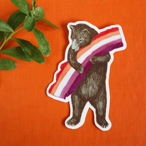 Load image 1 in gallery view. Lesbian CA Pride Vinyl Stickers: Lesbian Flag Bears