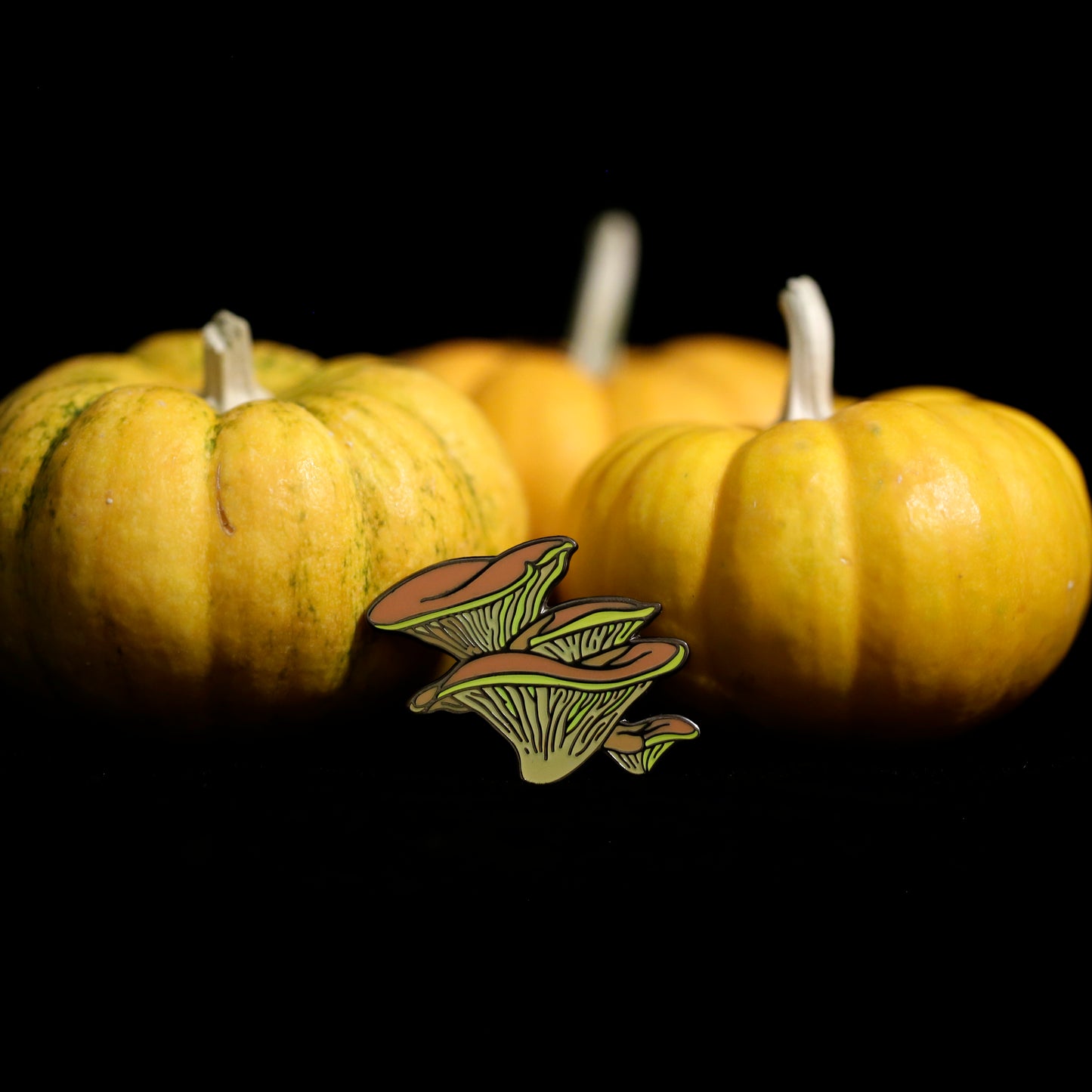 Western Jack-O'-Lantern Mushroom Glow in the Dark Enamel Pin
