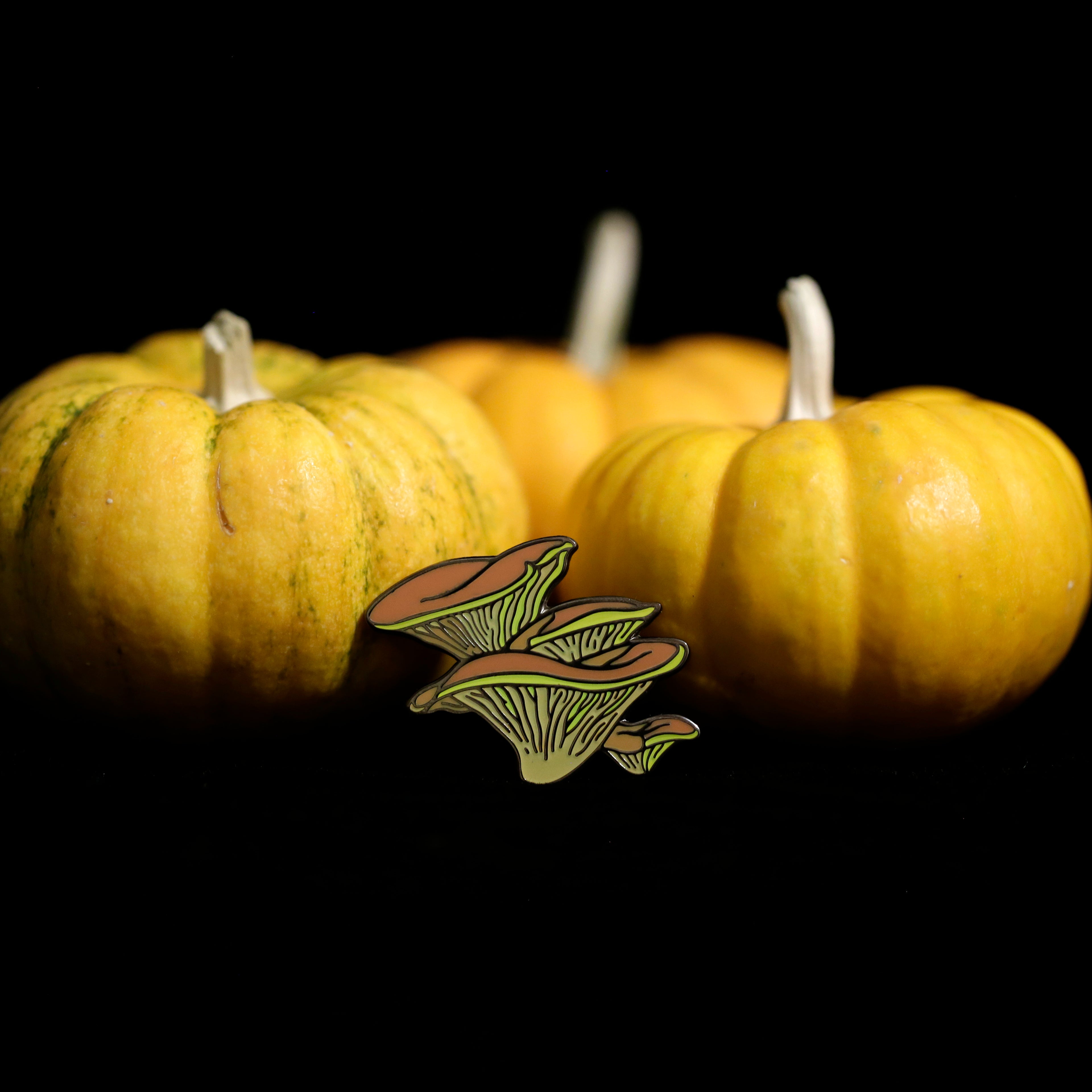 Western Jack-O'-Lantern Mushroom Glow in the Dark Enamel Pin
